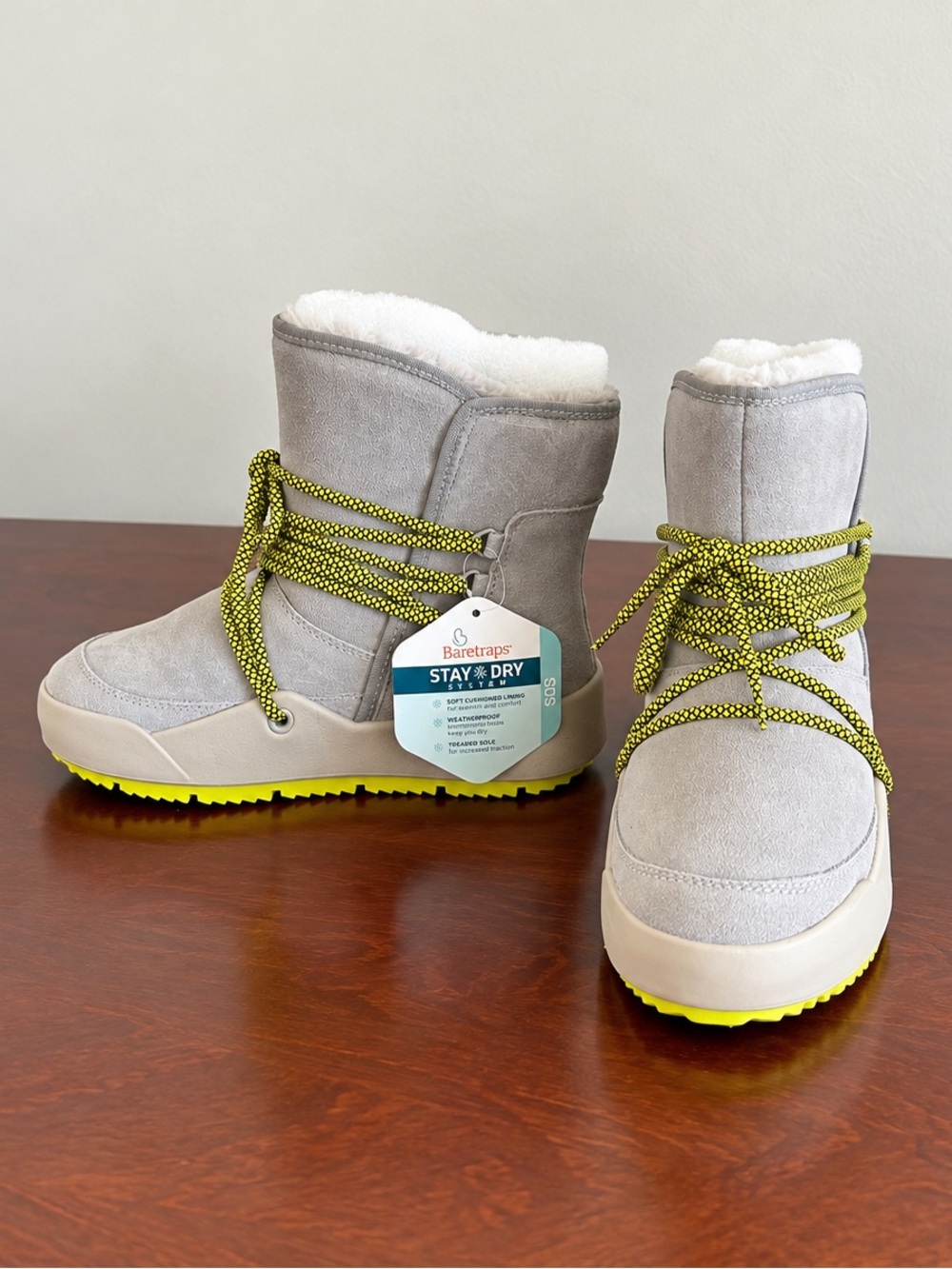 Baretraps Desha Grey Suede Snow Boots 6.5 NWT
